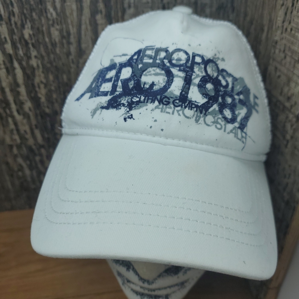 Aeropostale 1987 Baseball Hat Cap Strapback White Adjustable  Embroidered OS